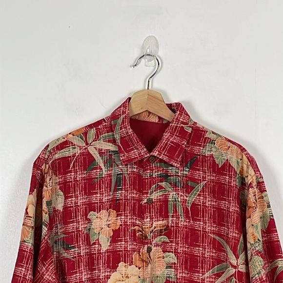 Tommy Bahama Silk Short Sleeve Mens L Tropical Paradise Print Button Down Shirt - Picture 3 of 9